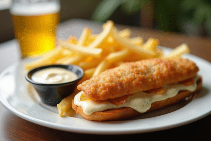 Cordon bleu frais avec frites dorées et mayonnaise