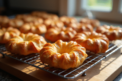 Craquelins fraîchement cuits refroidissant sur un grille