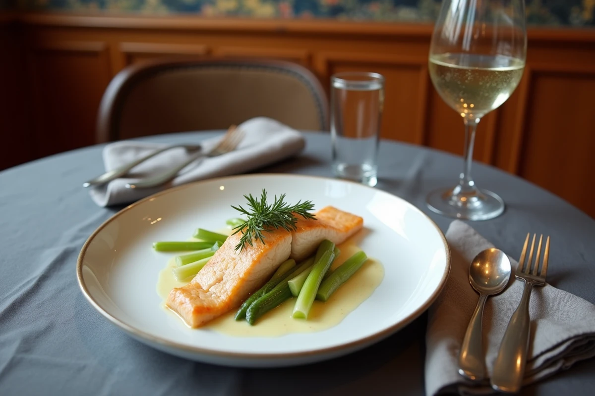 Filet julienne servi sur une assiette dans un cadre de bistrot français