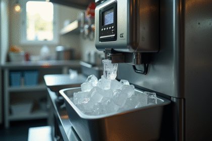 Machine à glace en cuisine professionnelle en action