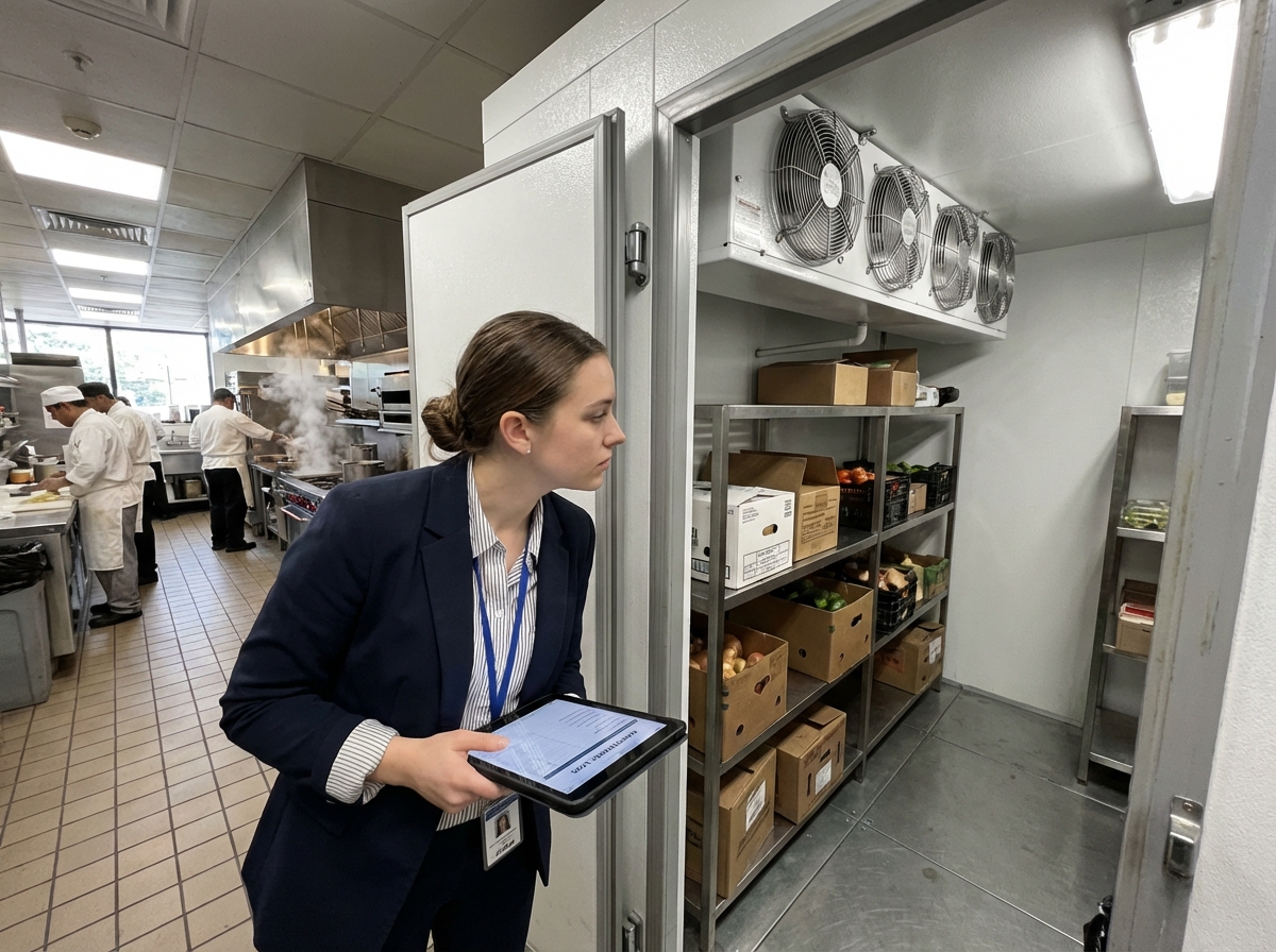 Responsable de restaurant vérifiant les ventilateurs froids