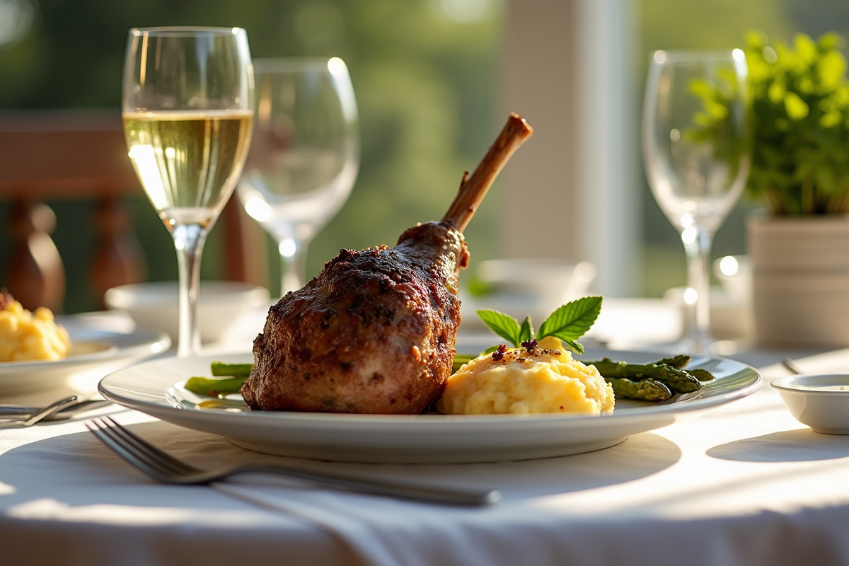 Table élégante avec gigot d